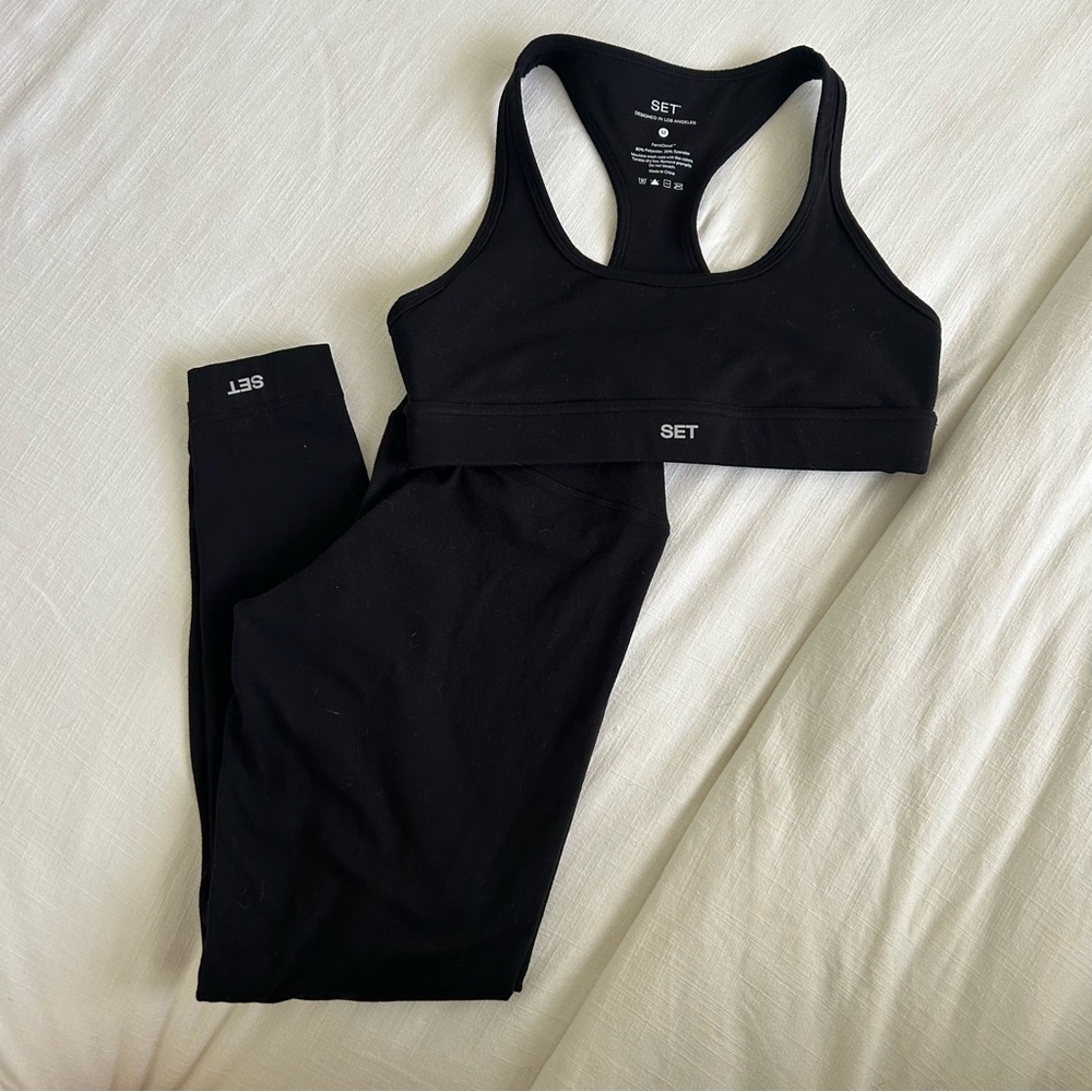 SET Active Black Racerback Sports Bra Tank Top